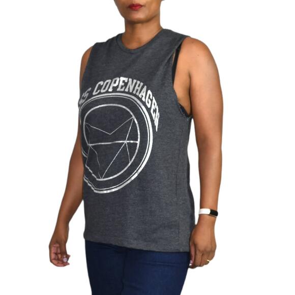 Moss Copenhagen Muscle Tee Grey Tank Top Cutoff Sweatshirt Graphic Size XS - Picture 4 of 13